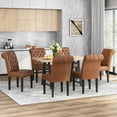 thumbnail image 2 of GDF Studio Emerson Contemporary Faux Leather Tufted Rolltop Dining Chairs, Set of 6, Cognac Brown and Matte Black, 2 of 9