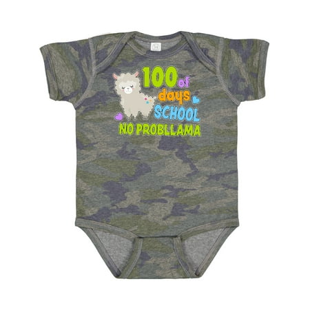 

Inktastic 100 Days of School No Probllama with Llama Gift Baby Boy or Baby Girl Bodysuit