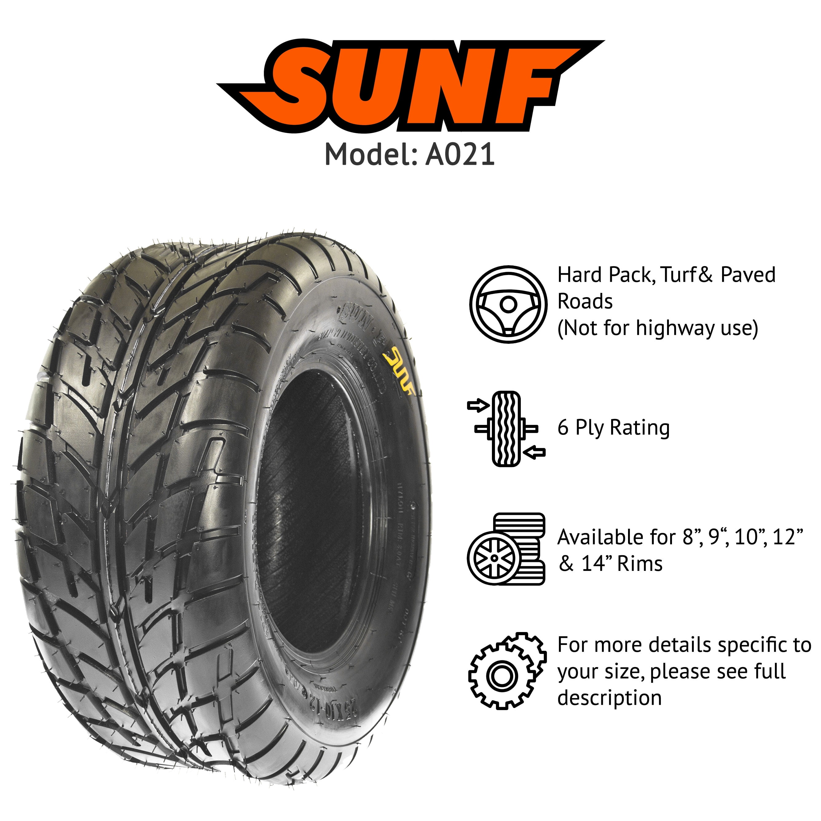 Pair of 2 20x10-9 20x10x9 Quad ATV All Terrain AT 6 Ply Tires A021 by SunF 