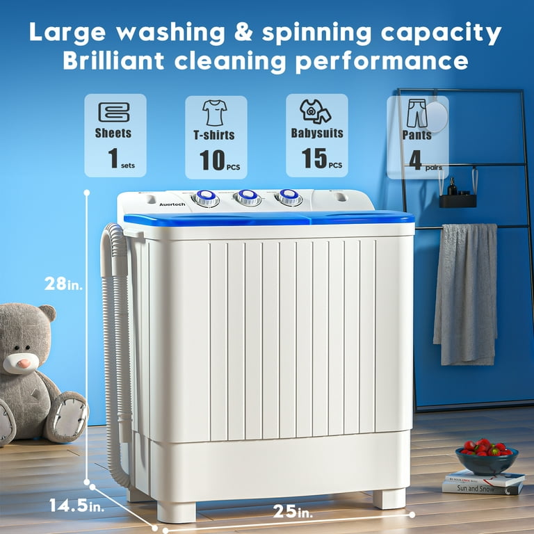 Costway Portable Twin Tub Washing Machine Washer(13.2lbs) & Spinner  (8.8lbs) Blue