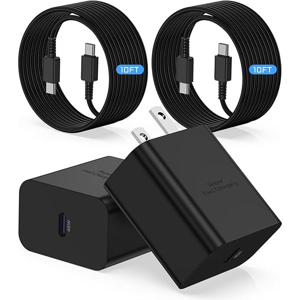 2Pack 45W Super Fast USB C Charger and 10ft Android Phone Charger Cable Cord Long, Type C Wall Charging Block Plug for Samsung Galaxy S24/S23 Ultra/S23/S23+/S22/S22 Ultra/S22 Plus/S21/Note 20/Note10+