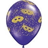 Qualatex 11" Mardi Gras Masks-A-Round Balloons (100 ct)