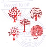Royal Kraft Jaipuri Shapes Flower and Tree Wood Block Print Stamps (Set of 5)