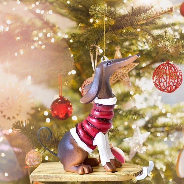 Adorno de árbol de perro acrílico navideño divertido con cuerda para decoración de fiesta en casa