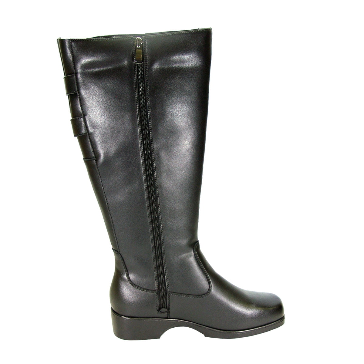 PEERAGE Hayden Women Extra Wide Width Wide Calf Water Resistant Leather Riding Boots BLACK 8