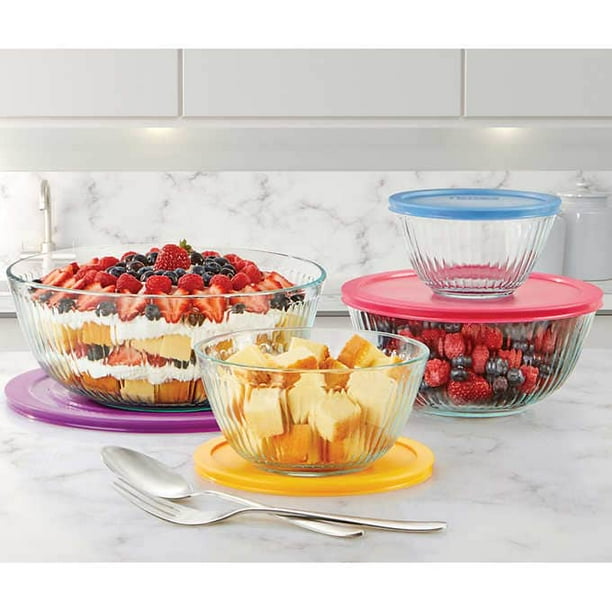 Pyrex 8piece Glass Sculpted Mixing Bowls