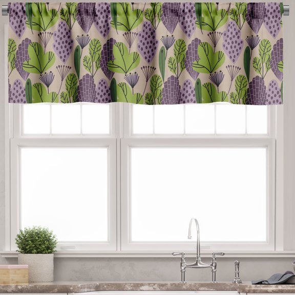 Ambesonne Botanical Valance Pack of 2, Abstract Leaves Garden, 54"X12", Pale Sepia Multicolor