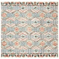 thumbnail image 2 of SAFAVIEH Trace Adrasteia Geometric Hexagons Wool Area Rug, Ivory/Light Blue, 6' Square, 2 of 9