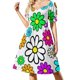 thumbnail image 2 of Vestido de verano de mujer con estampado de margaritas y flores alegres de manga corta., 2 of 7