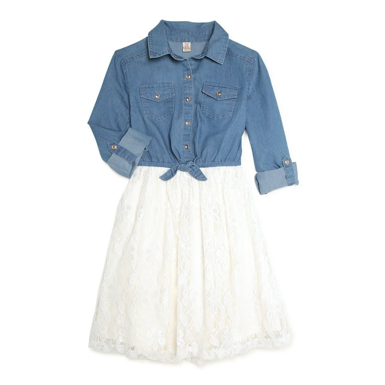 Denim and top tulle dress