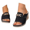thumbnail image 3 of Slippers for Women,Slippers Stylish Platform Sandals With Metallic Decoration Open Toe Beach And Casual Footwear For Summer,Womens Slippers,Black,7, 3 of 9