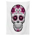 thumbnail image 3 of Ambesonne Sugar Skull Tablecloth Rectangular Table Cover, Flower Hearts Swirl, 60"x90", Hot Pink Black White, 3 of 4