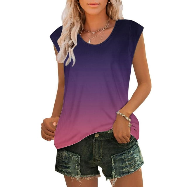 UPPADA Tank Tops for Women Summer Casual Crew Neck Sleeveless Tops Racerback Casual Basic Ribbed Slim Fitted Shirts Loose Fit Basic Tunic Shirts Workout Crew Basic Tank Top,Clearance on sale