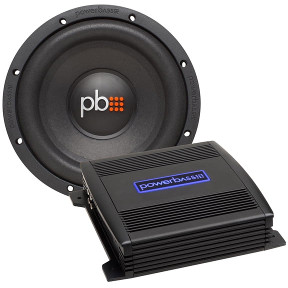 PowerBass ASA3-200.2 100 Watt x 2 @ 2-Ohm Amplifier with S-84 - 8" Single Subwoofer
