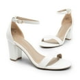 thumbnail image 4 of BURUDANI Women's Chunky Low Heels Sandals Ankle Strap Wedding Shoes, 4 of 6