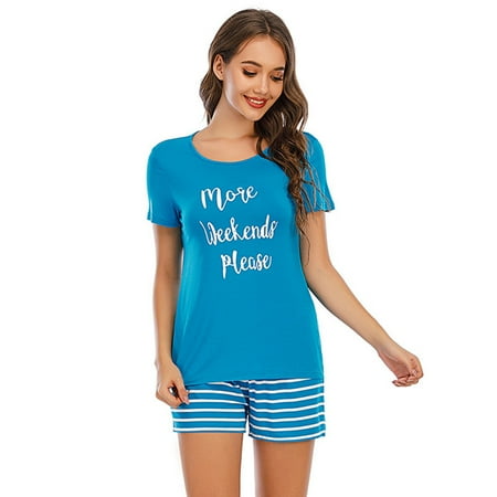 

Linen Purity Pajamas Set for Women Cartoon Print Short Sleeve Top Tee Striped Shorts Female Sleepwear Pajamas Sets Loose Fit Casual Loungewear