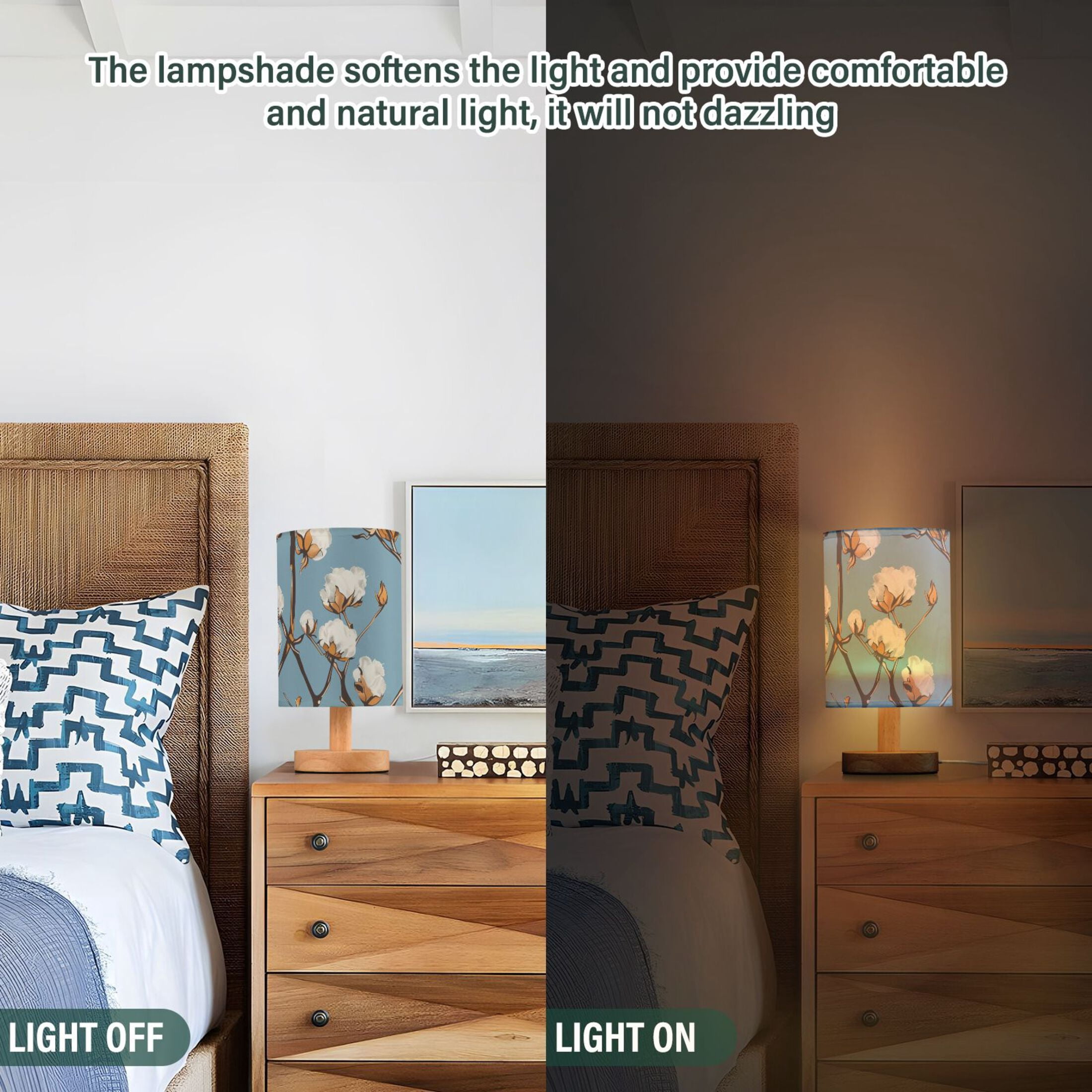 Cotton Tree Oil Painting Table Lamp with USB Port LED Warm Light Lamp Night Light Home Decor