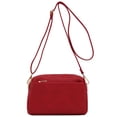 thumbnail image 1 of Bandolera FashionPuzzle pequeña con triple cremallera, piel sintética roja, 1 of 6