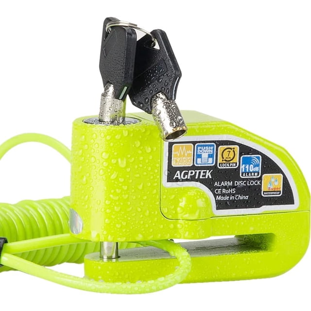 Candado de freno AGPTEK de 110 dB con cable recordatorio de 5 pies, candado antirrobo impermeable co