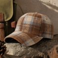 thumbnail image 5 of Clossjun Women Men Stylish Plaid Baseball Cap Fall Winter Warm Classic Hat Soft Casual Dad Hat for Outdoor Sport Khaki, 5 of 6