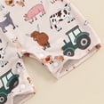 thumbnail image 6 of Newborn Baby Boy Girl Farm Outfit Animal Chicken Tractor Print Romper Short Sleeve Jumpsuit One Piece Bodysuit Country Clothes, 6 of 7