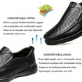 thumbnail image 3 of Mens Breathable Loafers Casual Leather Lightweight Genuine Summer Slip-on Hollow Business Outdoor Shoes Black 11 US, 3 of 7