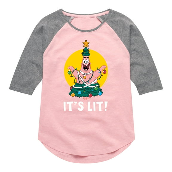SpongeBob SquarePants - Patrick It's Lit - Toddler And Youth Girls Raglan Graphic T-Shirt