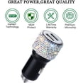 thumbnail image 3 of Dual USB Car Charger, Car Adapter Bling Bling Rhinestones Crystal Car Decorations for Fast Charging Car Decors for iPhone Xs Max X Plus, iPad Pro/Mini, Samsung, 3 of 7