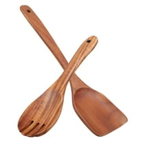 OUNONA 1 Set Salad Serving Utensils Wooden Long Handle Spatula Spork Salad Fork Salad Spoon