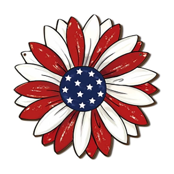 4th Of July Patriotic Sunflower Wooden Door Hanger Wall Sign For Independence Day Memorial Home