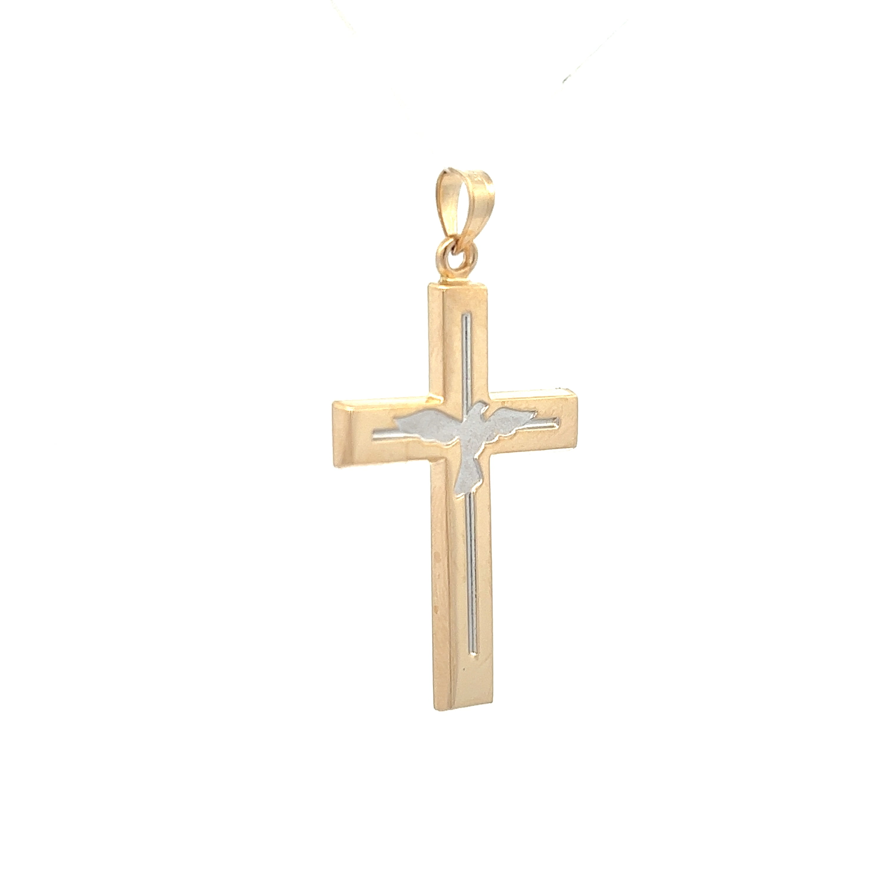 Brilliance Fine Jewelry 14 KT Gold Holy Spirit Dove Unisex Cross Pendant
