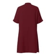 thumbnail image 5 of Casual Summer Dresses for Women Short Sleeve Womens Summer Casual Fashion Solid Color Short Sleeved V-neck Button Double Pocket Dress Wine S, 5 of 6