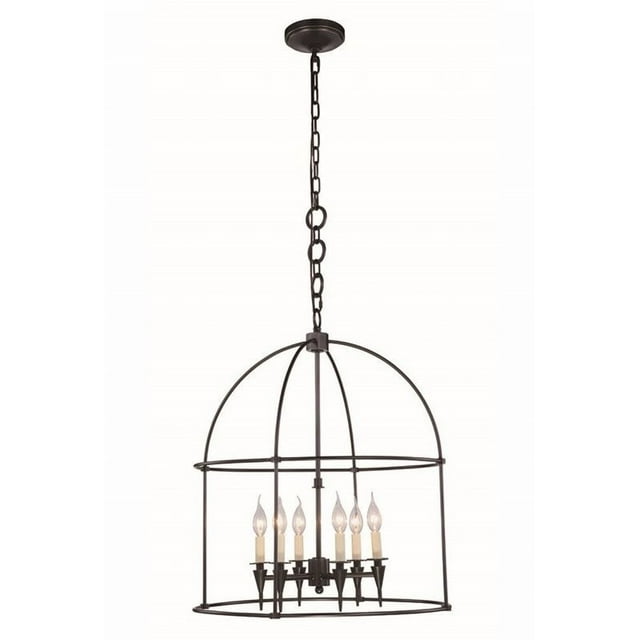Elegant Lighting Bavaria 24" 6 Light Pendant Lamp in Bronze