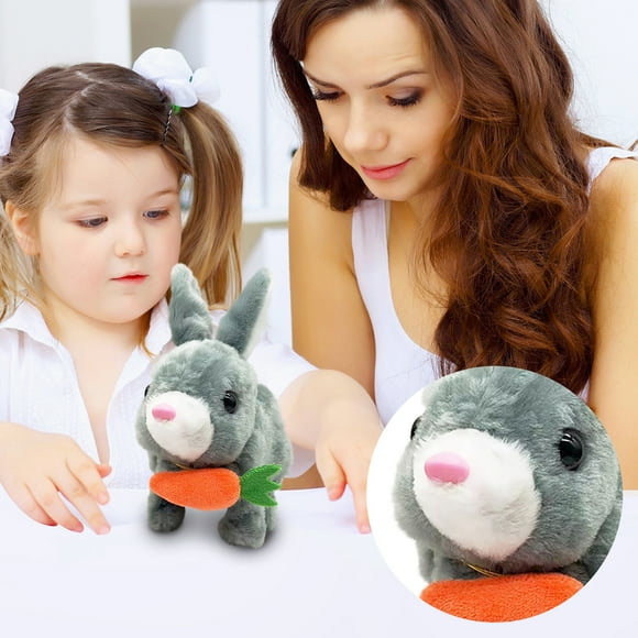 Bunny Jouets Jouets Interactifs Électroniques pour Animaux Bunnies Peuvent Marcher et Parler, Peluche de Pâques Jouet Bunny Lapin Marcheur Jouets Éducatifs pour Enfants, Jouets Bunny Interactifs