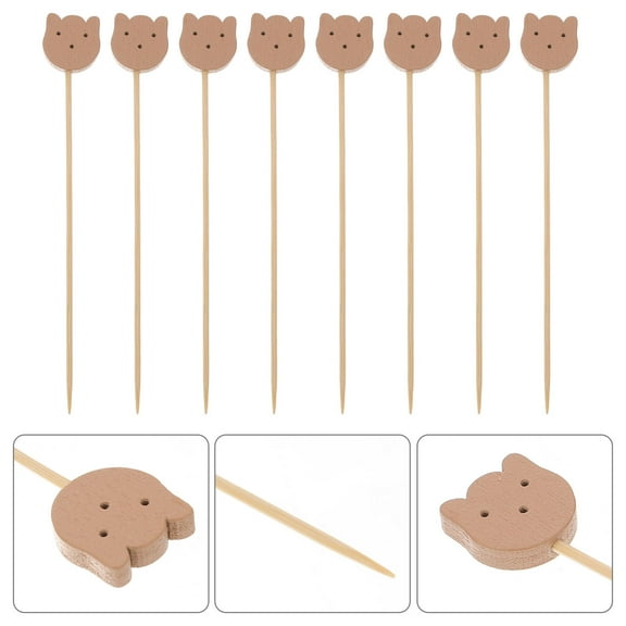 HOMEMAXS Bamboo Cocktail Picks for Party Decorations and Food Serving 100pcs Khaki Synthetic Material