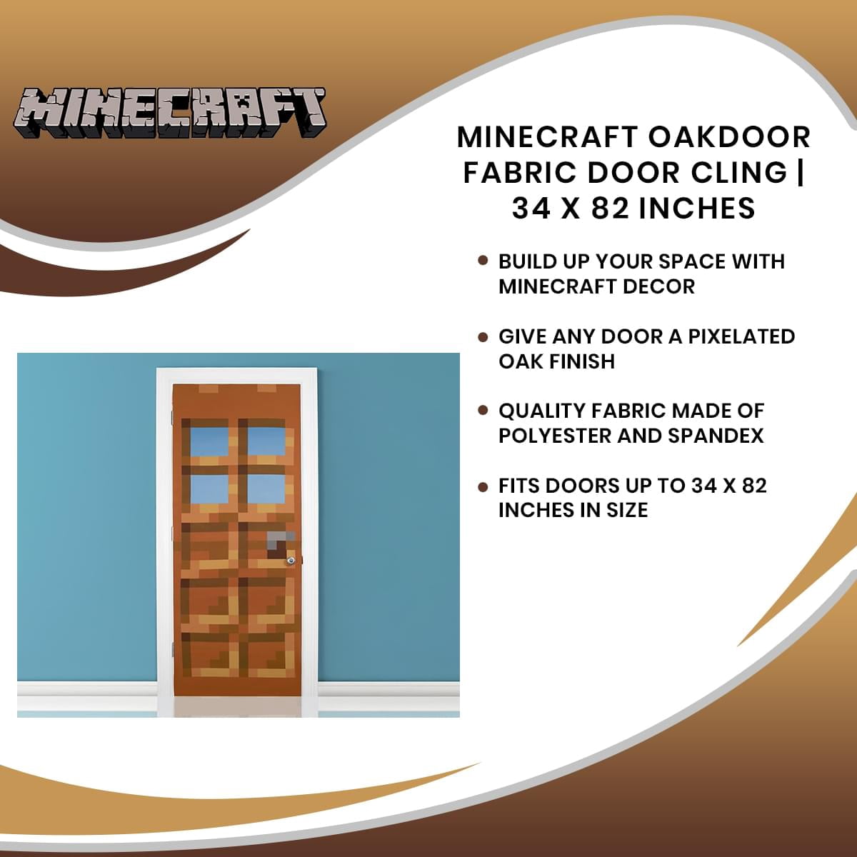 Minecraft Oakdoor Fabric Door Cling | 34 x 82 Inches - Walmart.com