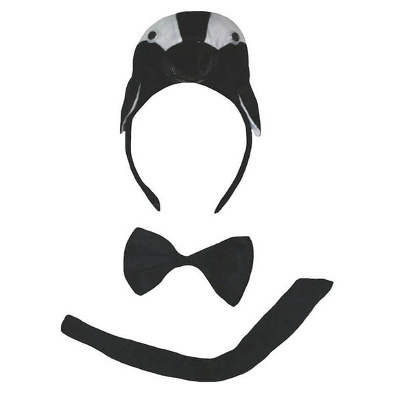 Petitebelle Cutie Penguin Headband Bowtie Tail 3pc Costume (Black, One Size)