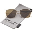 thumbnail image 1 of zeroUV Unisex Minimal Wire Metal Frame Hook Temple Flat Lens Square Sunglasses 58mm (Gold / Brown) - 58mm, 1 of 5