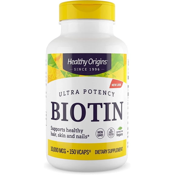 Healthy Origins Ultra Potency Biotin 10,000mcg Vegetarian Capsules, 150 Ct