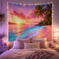thumbnail image 2 of Ocean Waves Tropical with Sunset Calm Hues Bright, Mystical Fantasy for Space Lovers, Galaxy Room Decor, Housewarming Gift, Tapestry Wall Hanging for Bedroom and Dorm, 2 of 7