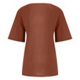 thumbnail image 5 of CHOK Oversized Button Down Shirts Women Oversized T Shirts Workout Cotton Linen Western Shirts Short Sleeves Crew Neck Sexy Summer Tops for Plus Size Summer Spring Blouses Yellow Army Gre, 5 of 5