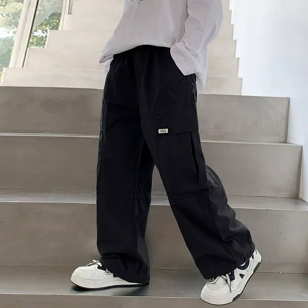 Cowsor Men's Baggy Cargo Pants Casual Loose Fit Wide Leg Pants with Elastic Waist