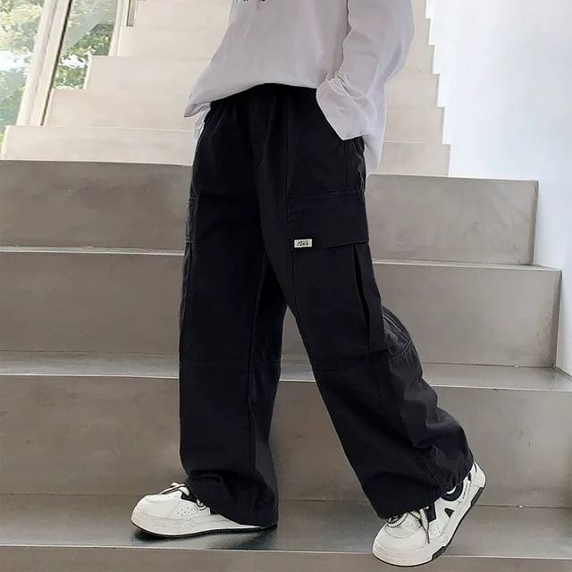 Cowsor Men's Baggy Cargo Pants Casual Loose Fit Wide Leg Pants with Elastic Waist