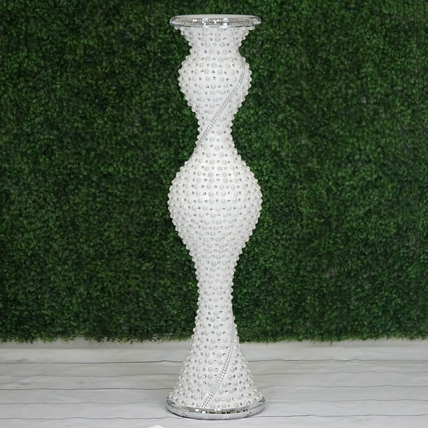 Efavormart 40 Magical Mermaid Style, Silver Polystone Mirror Mosaic Trumpet Floor Vase