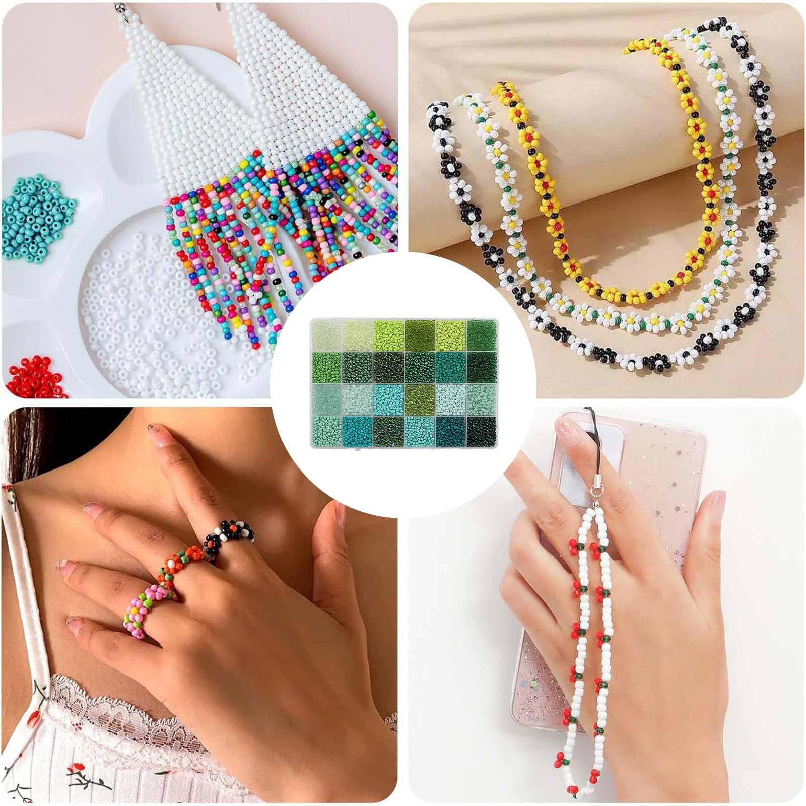DIY Beads Kit for Bracelet Making, 24-Color Jewelry Bead Set with Storage Box for Necklace Craft Supplies and Handmade Accessories, Ideal Gift for DIY Lovers