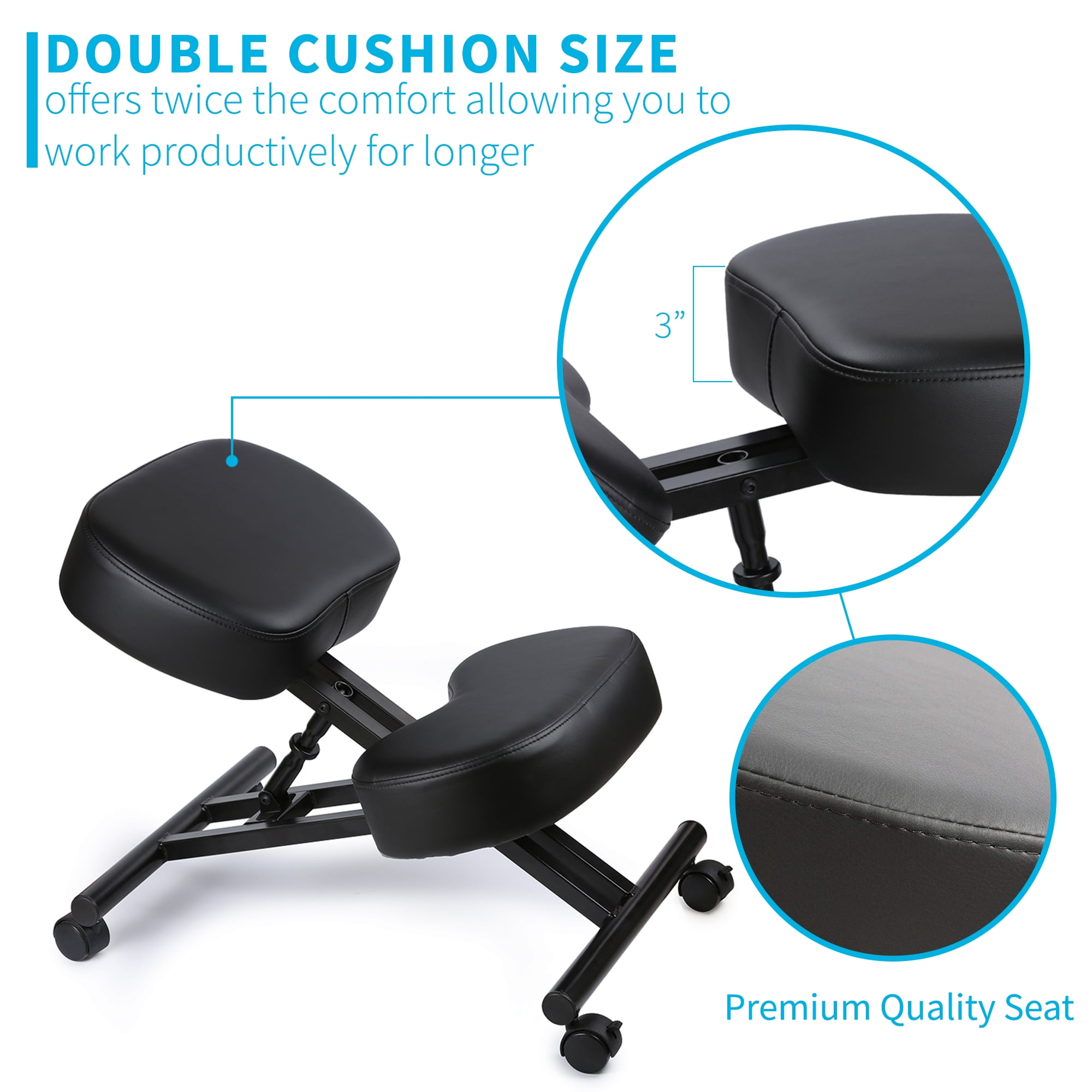 DRAGONN (By VIVO) Ergonomic Kneeling Chair for Home and Office, Black