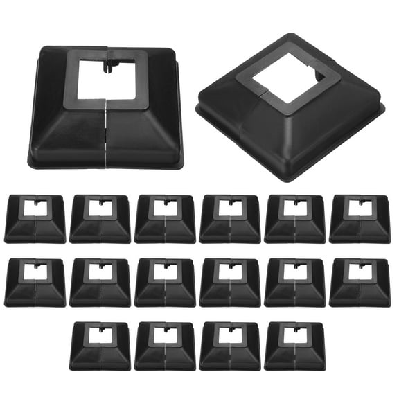 24 Pack Post Base Cover, 3.5x3.25 (Internal Size 1.2x1.2) Split Style Post Skirt, Porch Column Wrap for Post Fence Deck Cable Railing Baluster Stair Rails, Black