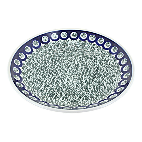 Blue Rose Polish Pottery Peacock Swirl Dinner Plate