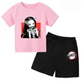 thumbnail image 4 of Marca Anime Demon Slayer Kamado Nezuko Estampado Niños Algodón Camisetas Pantalones Cortos Conjunto Niñas Ropa Bebé Niños 2024 Verano Conjunto Niños, 4 of 5