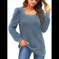 thumbnail image 2 of Camisas Tipo Túnica para Mujer, Camisas Holgadas de Larga, Camisas de Cuello Cuadrado Azul Mar S, 2 of 8